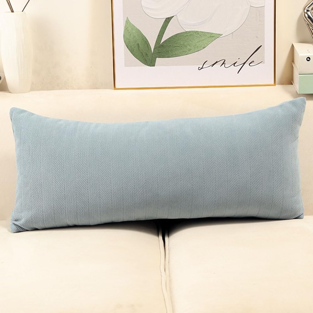 SWJ-swjssb Long Throw Pillow Cover Chenille Pillow Covers Rectangle 50x70 30x70 Cm Decorative Couch Cushion Covers With Zipper Square Pillowcase Sofa Pillow Protector Cases(Haze Blue,30x70 cm)