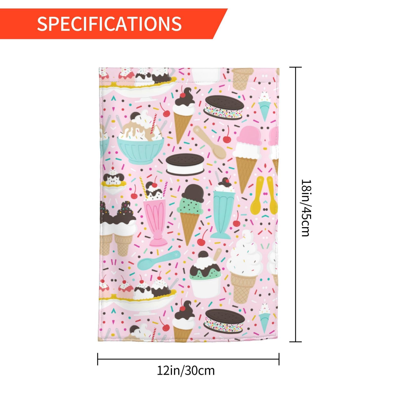 Bandiera da giardino con gelato dolce, 30,5 x 45,7 cm, facile da installare e accessorio perfetto per qualsiasi giardino, patio o cortile