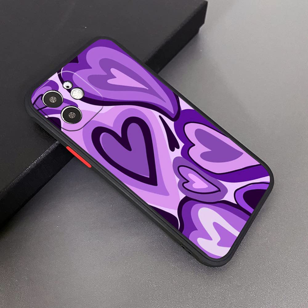 Coque antichoc iPhone 7 Plus silicone violet design cœur café