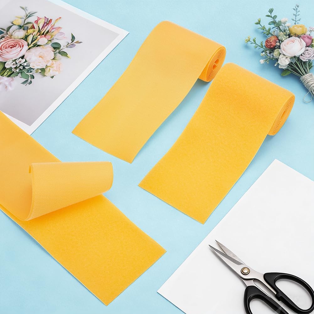 OLYCRAFT Sew on Hook and Loop Tape 4.5 Inch x 6.6Ft Yellow Nylon Fabric Fastener Tapes Non-Adhesive Nylon Interlocking Fabric Tape Strips for Military Gear Uniform Bags Pants Sewing Crafts