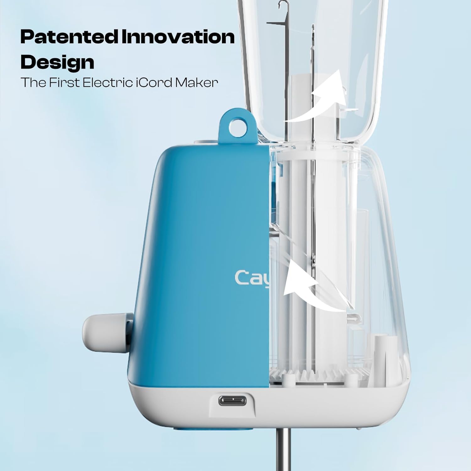 Caydo i Cord Knitting Machine, Electric iCord Maker Tool with Adequate Tension, i-Cord Knitter Machine, Automatic Knitting Yarns to i-Cords, Efficiently DIY Knitting Machine for Crocheters(Patented)