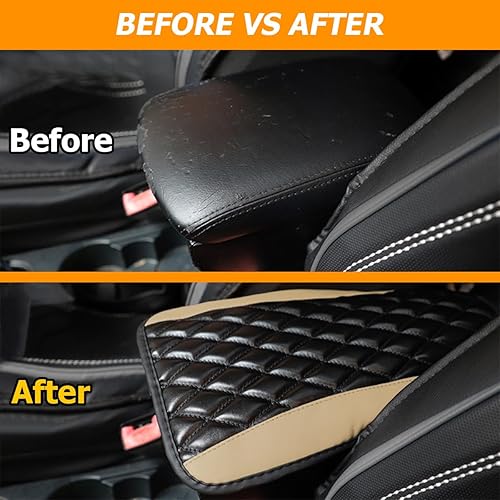 Miniatura 5 de Osilly Almohadilla para consola central de automóvil, funda universal impermeable para caja de asiento, 12.6 x 7.5 pulgadas, piel sintética,