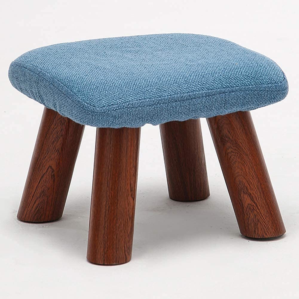 Tabouret repose-pieds rond vert en bois véritable 28x28x20cm