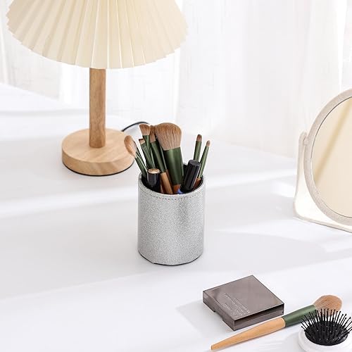 Miniatura 7 de LINKWELL Portalápices para escritorio, soportes de pluma de cuero PU para cosméticos suministros de oficina, soporte de cepillo organizador de