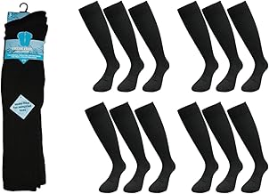 Men's Seamless Knee High Socks | 6 Pairs | 100% Cotton | Comfort Fit | Odour-Free | Easy Grip | Hand Linked for Sensitive Toes | UK Size 6-11