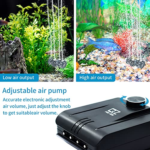 LAWNFUL Pompe à air pour aquarium avec 4 sorties (1,6 l/min, jusqu