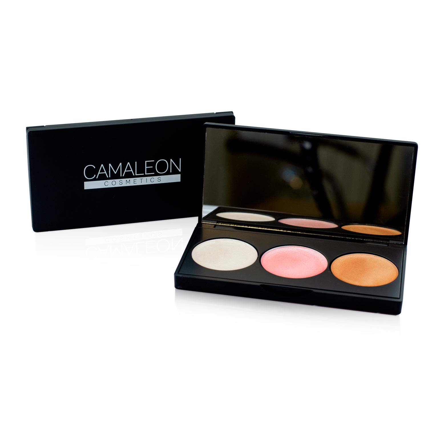 Camaleon Cosmetics - Paleta Iluminadores - 3 tonos - Blanco, Rosa y Bronce - En Crema - 100% Natural - Vegano - 1 Unidad - 7.5g