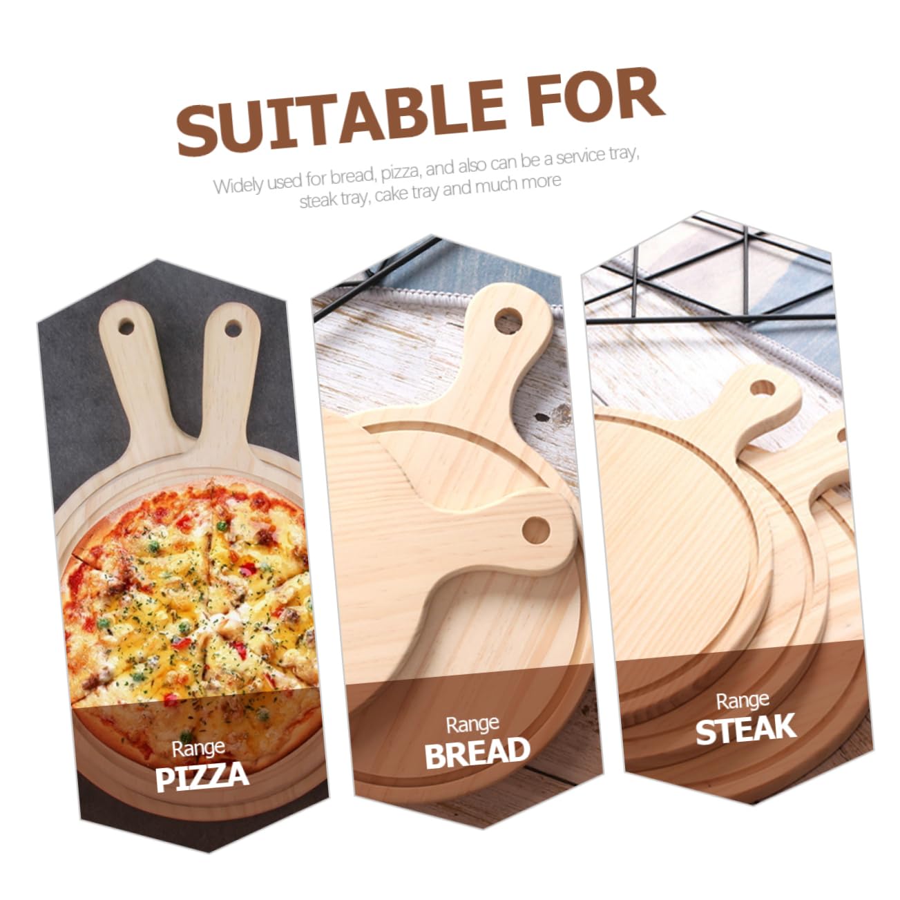 Alipis Wooden Pizza Peel with Handle Food Tray for Serving Snacks Pizzas Kitchen Utensil for Home Canteens and Restaurants Natural Wood Pizza Board