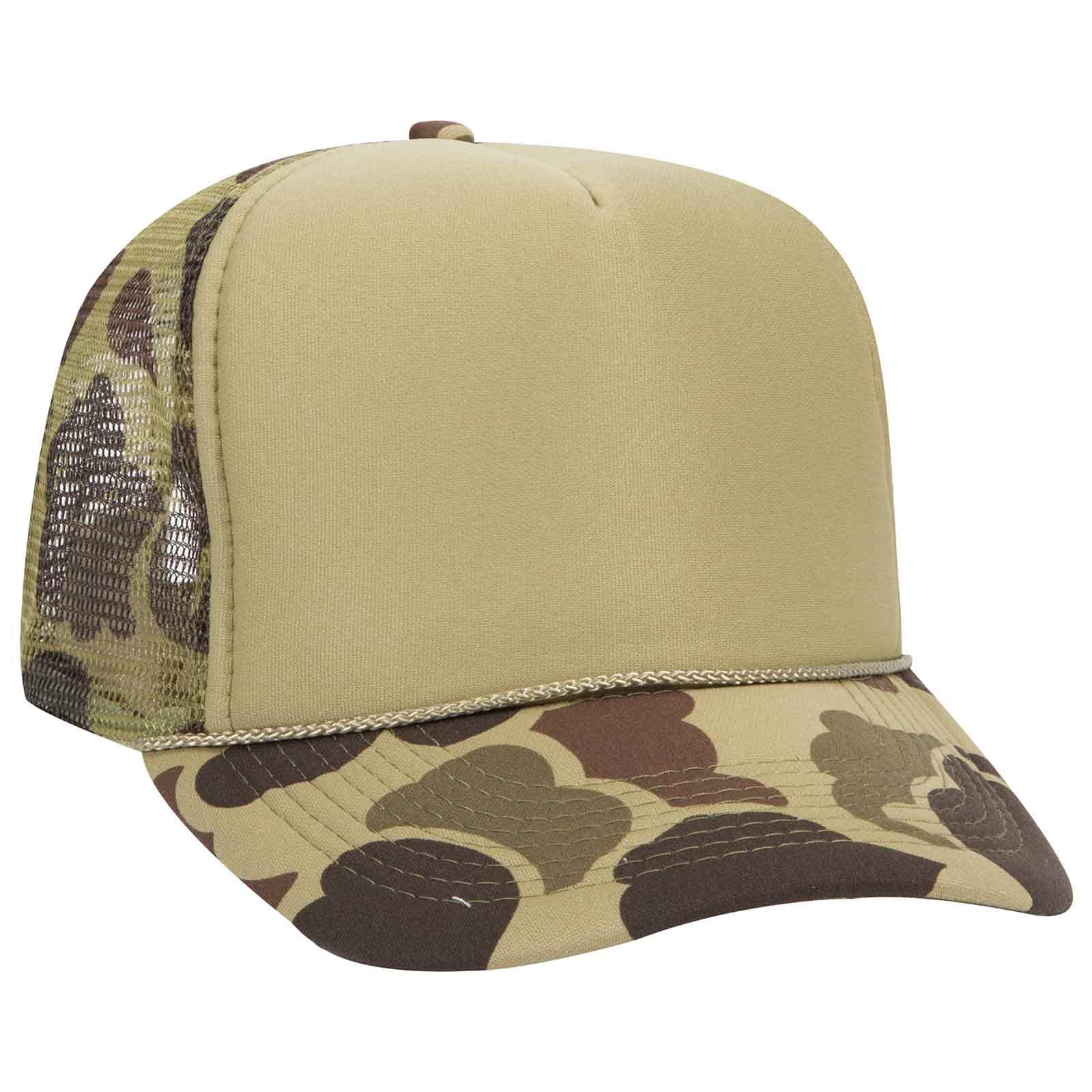OTTO Wholesale 12 x Cap Camouflage 5 Panel High Crown Mesh Back Trucker Hat (051805 - Kly/Lt.Lod/Kly) (OSFM - Adult)