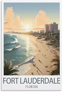 Fort Lauderdale Florida Vintage Travel Posters 08x12inch(20x30cm) Canvas Art Posters Painting Pictures Wall Art Prints, Wall Decor for Bedroom