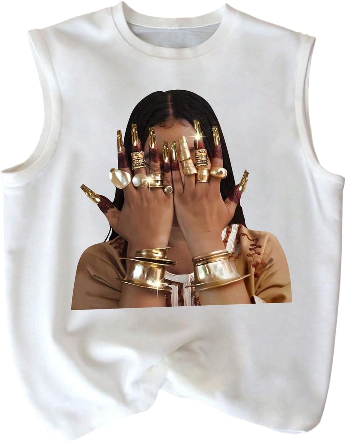 QJQ Men's Graphic Tank Top Crew Neck Sleeveless Sexy Clothes Hippop Summer Rapper Streetwear