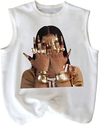 QJQ Mens Graphic Tank Top Crew Neck Sleeveless Sexy Clothes Hippop Summer Rapper Streetwear