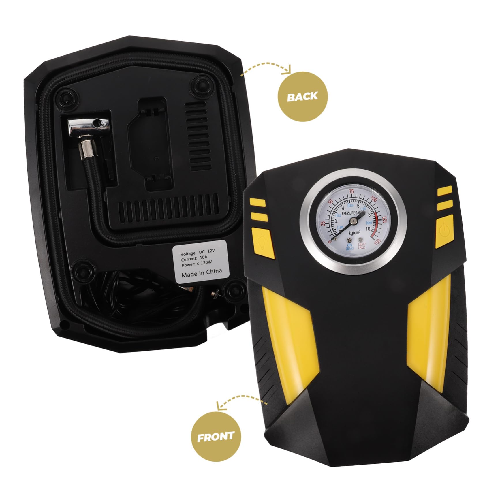 Compressore per Auto Portatile Pompa Gonfiaggio Regolabile, Display Digitale Intelligente, Materiale ABS, per Pneumatici e Palloni, Adatto a Veicoli di Varie Tipologie