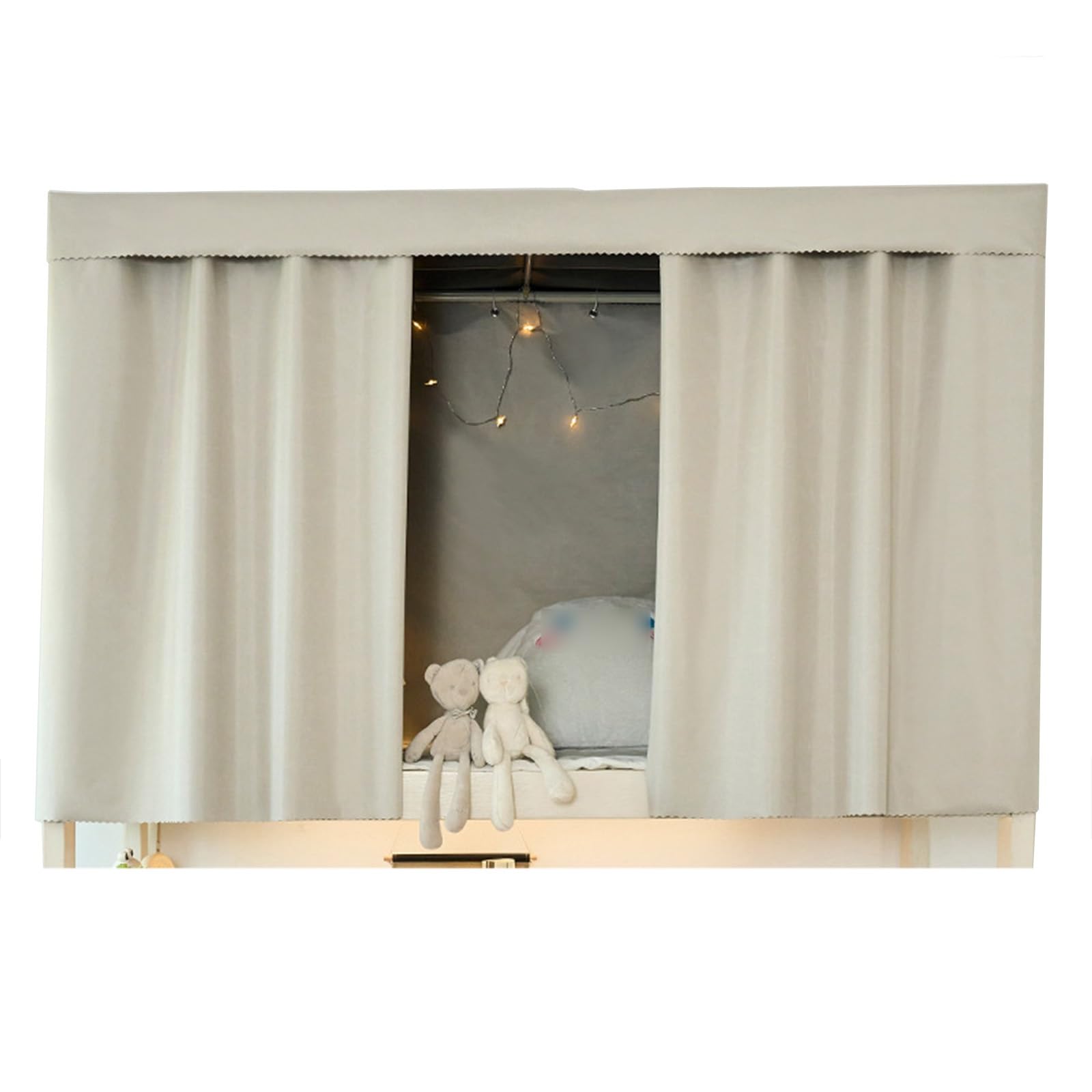 LVYUDS Loft Bed Curtains University Blackout Bunk Bed Curtains Thicken Polyester Dust-Proof Bunk Bed Tent for Bottom Top Breathable for Motorhomes(Curtain*2,1.5M_BEIGE)