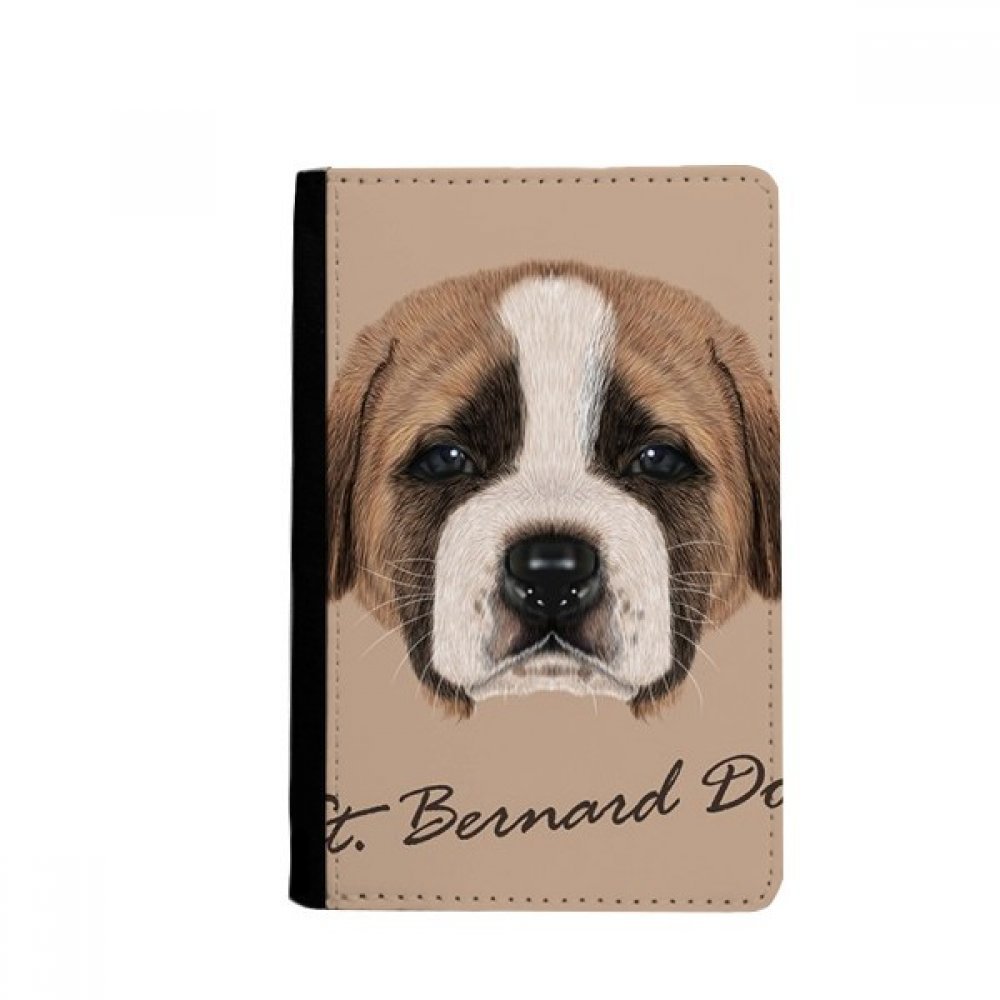 Brown Cute St.Bernard Dog Pet Animal Passport Holder Notecase Burse Wallet Cover Card Purse