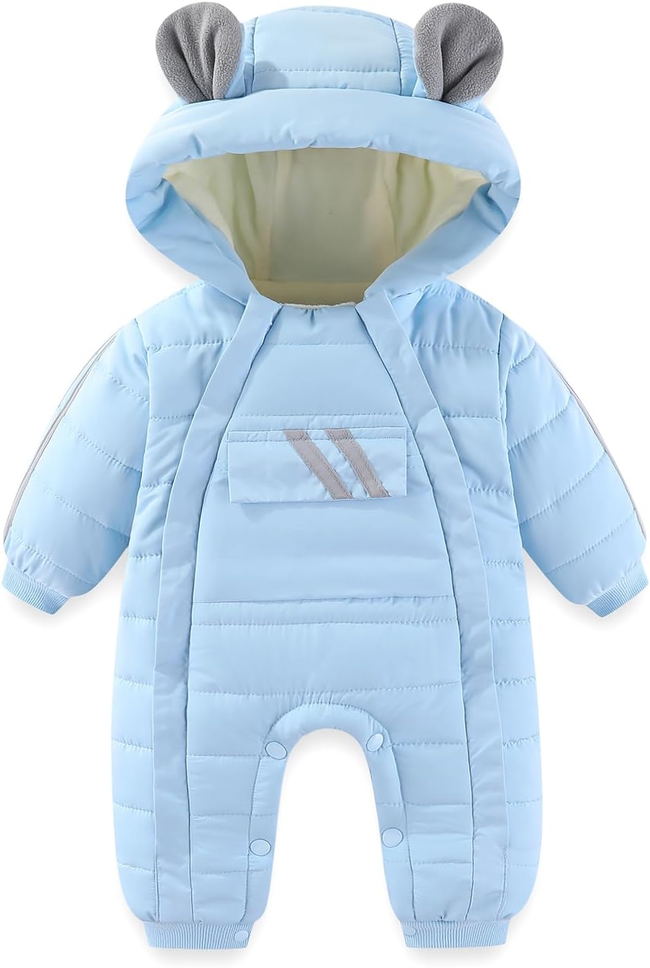 JiAmy Baby Snowsuit Baby Bear Hooded Winter Outfit Double Girl Boy Zipper Winter Clothes Romper