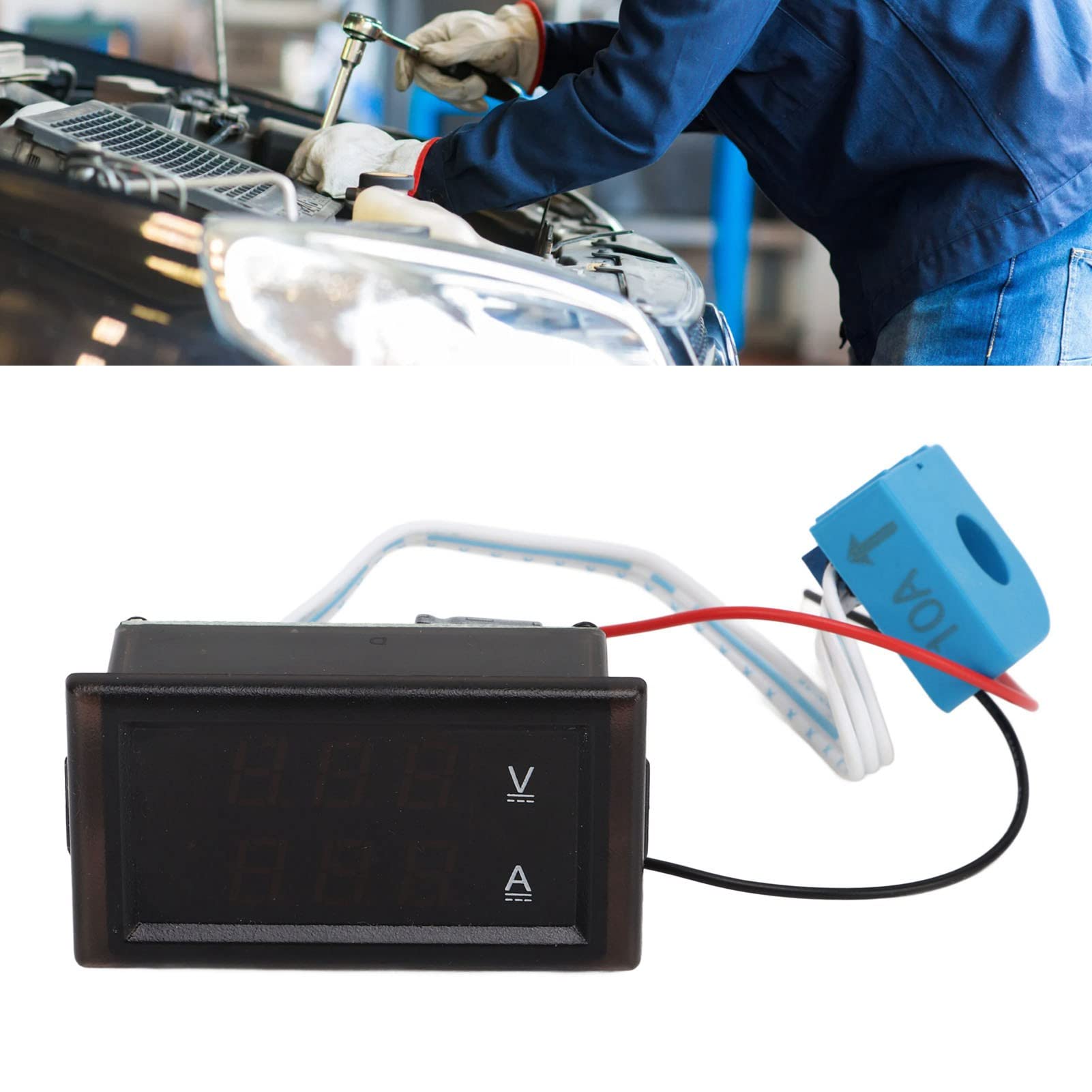 Aramox Hall Effect DC Voltmeter Ammeter – 4-30V, 14-100V Range, Dual LED Display, Panel Mount With Calibration Potentiometer