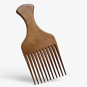 Pente Garfo para Cabelo Afro e Cacheado Pente de Madeira Bambu Antiestático