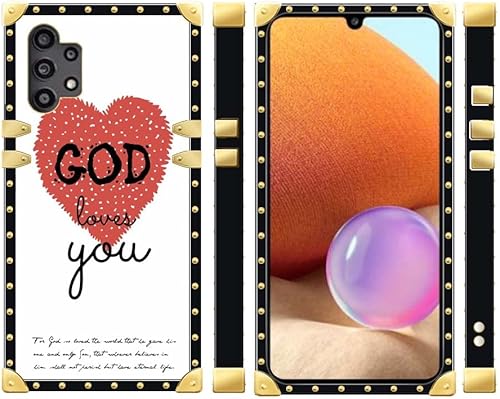 Miniatura 5 de DAIZAG Funda compatible con Samsung Galaxy A32 5G, God Loves You Bible Christ Jesus Quote Saying Verse Full Body Soft TPU Metal Plating Corner a