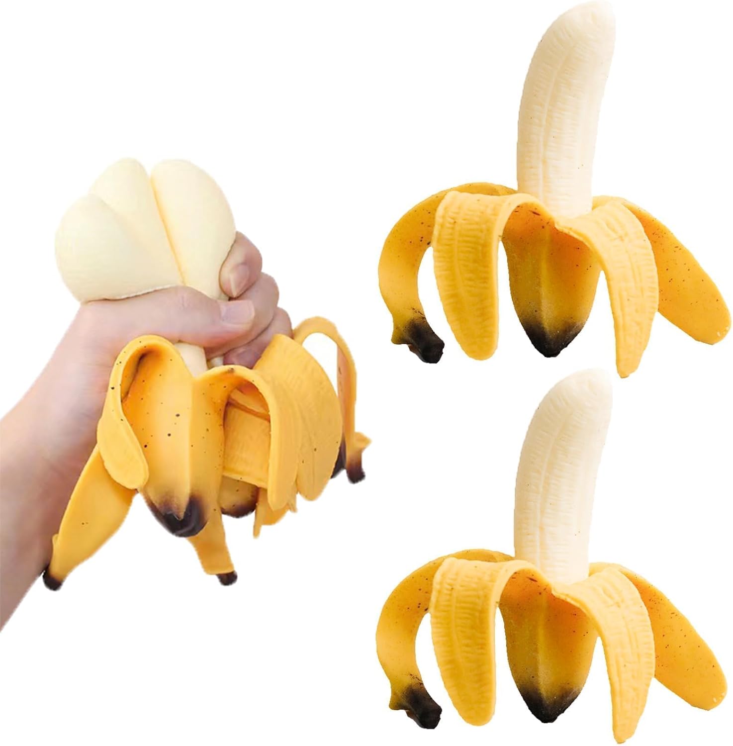 3 Pcs Squishy Banana Toys Simulated Peeling Banana Decompression Toy Stress Relief Simulation Bananas Party Favors for Adults April Fool's Day Satisfying Fruit Toy