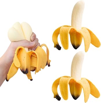 3 Pcs Squishy Banana Toys Simulated Peeling Banana Decompression Toy Stress Relief Simulation Bananas Party Favors for Adults April Fools Day Satisfying Fruit Toy