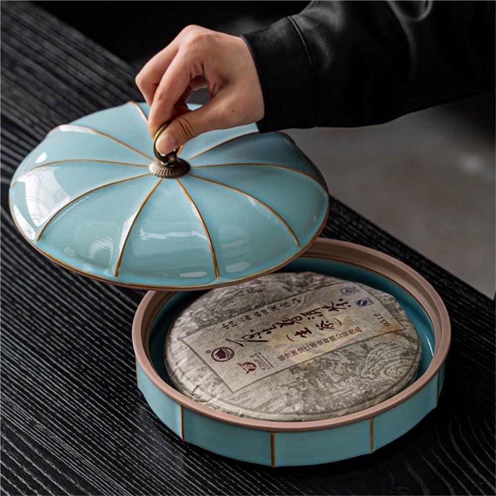 Duży ceramiczny pojemnik na herbatę - szczelny słoik do przechowywania herbaty zbiorczej, chińskie pudełko na ciasto herbaciane, pojemnik kuchenny do domu, idealny do luźnych liści i ciast