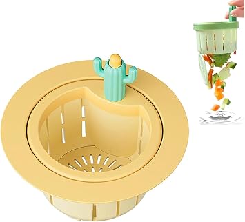 2 PCS Kitchen Sink Drain Strainer, Automatic Dump Sink Strainer Basket with Extension Spacer,Fit for Most of Drain Strainer Sink Stopper Anti-Clogging Sink Food Catcher Yellow with Extension Spacer