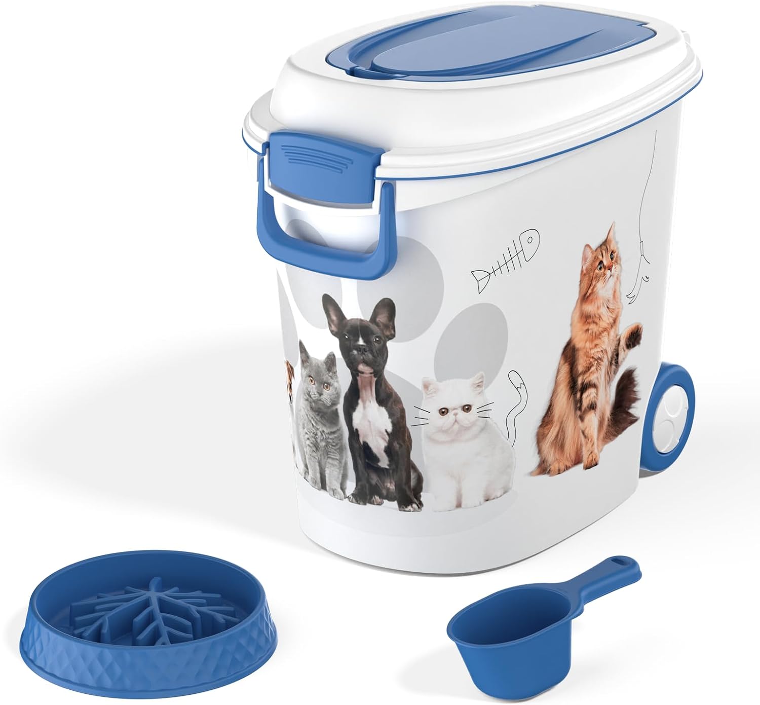 Pet Food Storage Container with Wheels, Dog Food Container