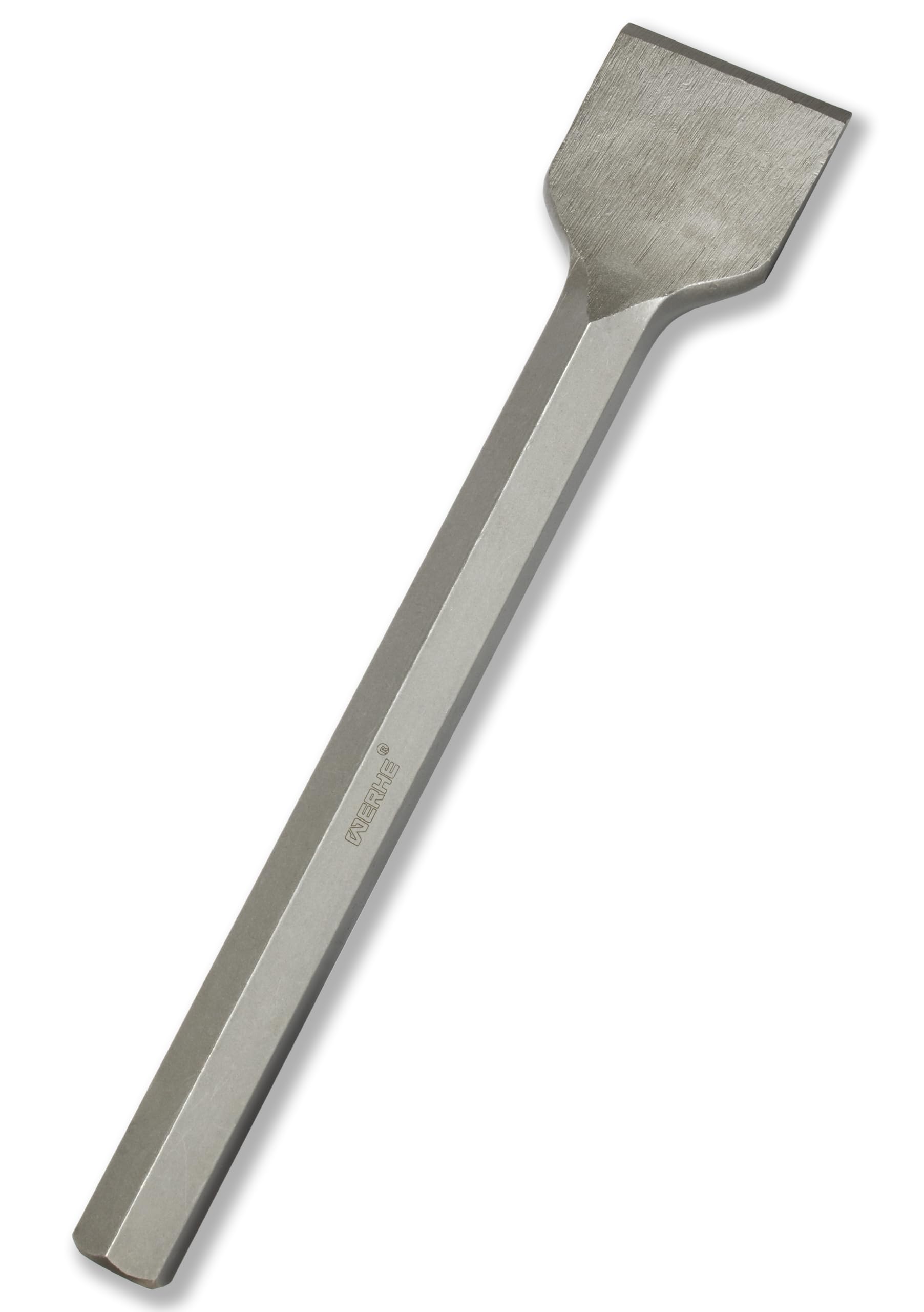 Scalpello a spatola professionale WERHE® HEX28 75 x 400 mm – Scalpello piatto per martello demolitore – Acciaio per utensili robusto