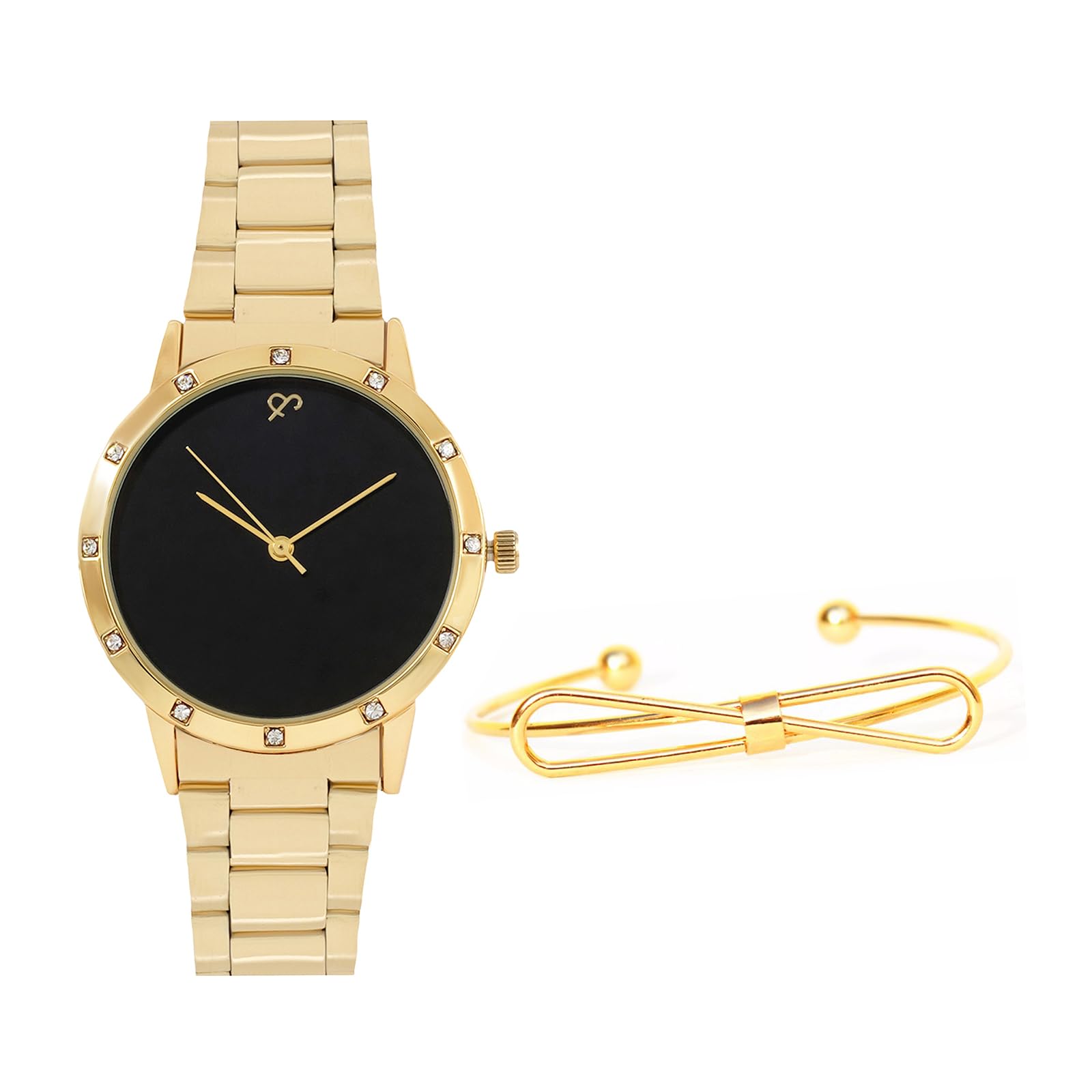 Joker & Witch Stainless Steel Women Vantine Gold Analog Watch Bracelet Stack, Black Dial, Gold Band (B0C7LB9WG6) Amazon Price History, Amazon Price Tracker