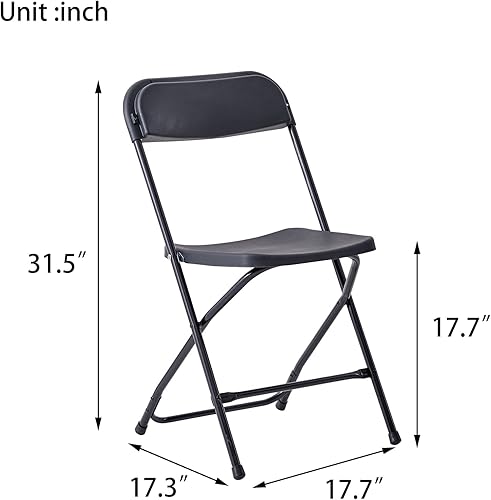 Miniatura 3 de Symylife Silla plegable de plástico, portátil, apilable, para exterioresinteriores, con marco de acero, para oficina, boda, fiesta, picnic, cocina,