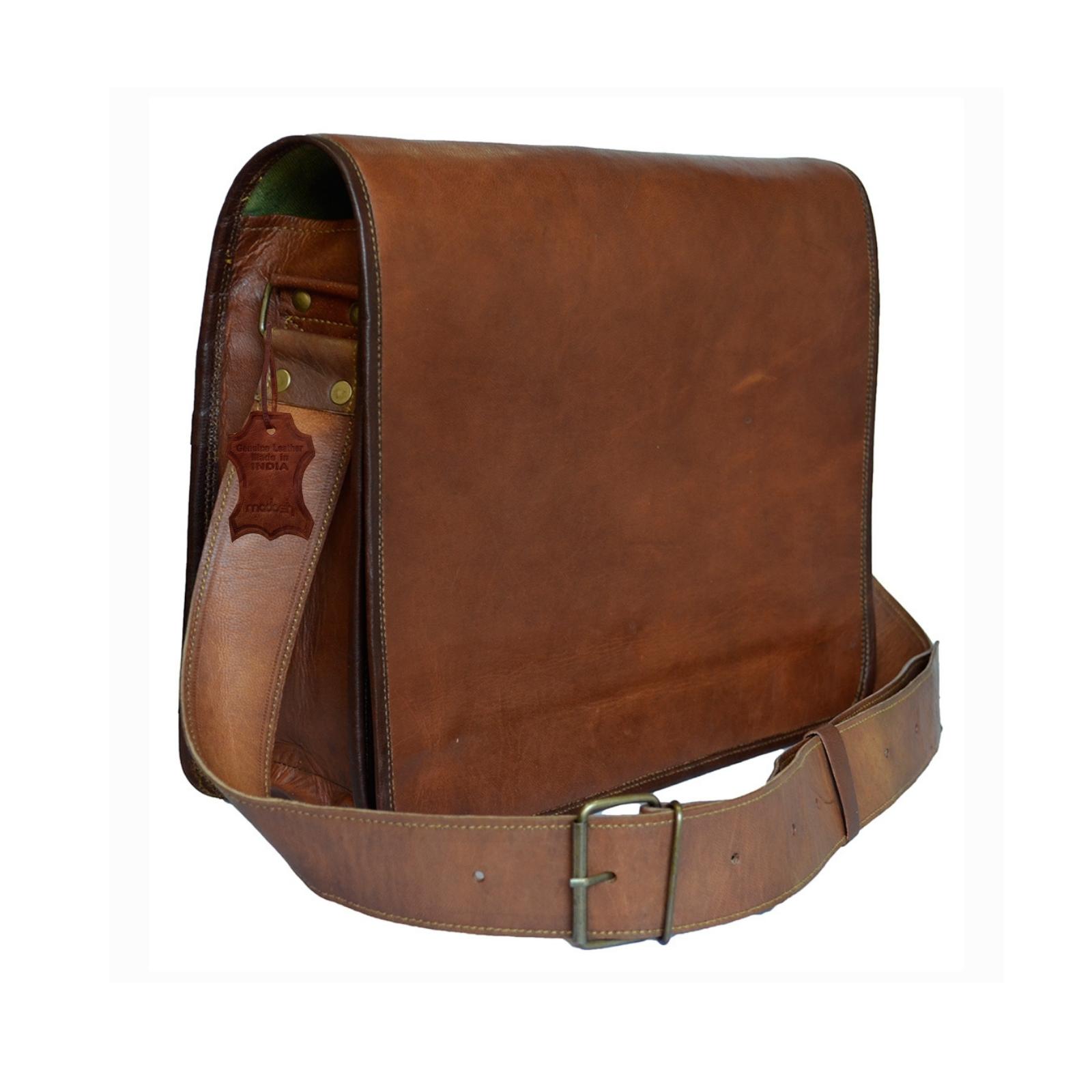 Sac Cuir De Chèvre Vintage Homme Ordinateur Portable – Style Mallette/messenger, Fabrication Main Inde, Prestige