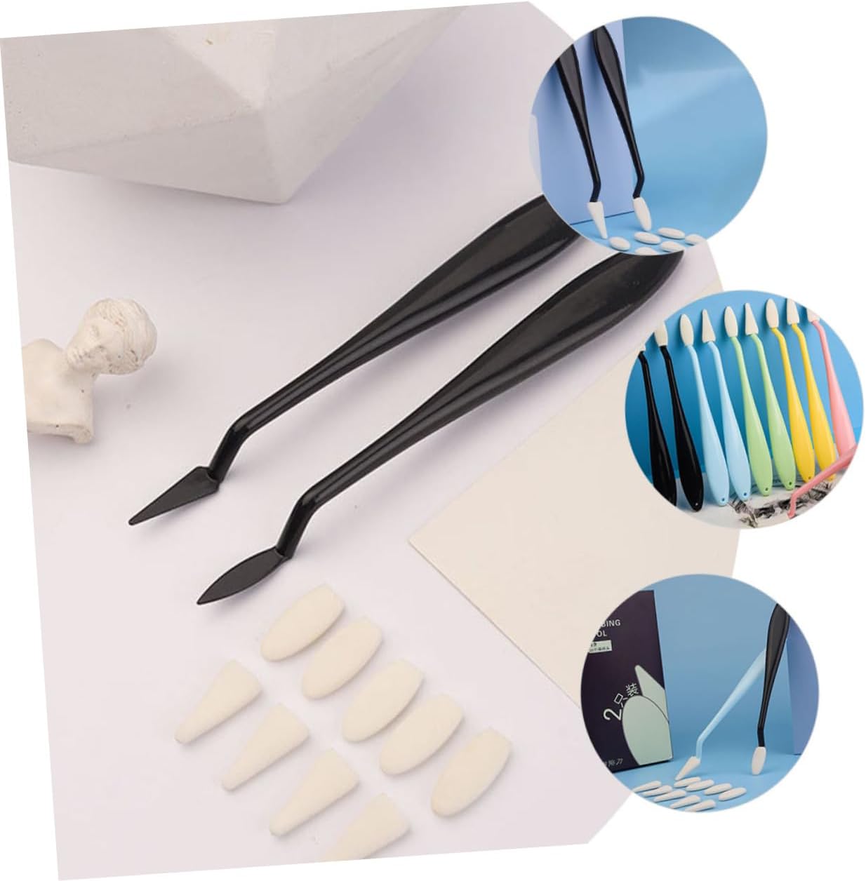 2pcs Washable Sketch Wipe Tools Black Round Pointed Stump Erasers for Art Students for Smudging and Shading Sketch Drawing and Painting