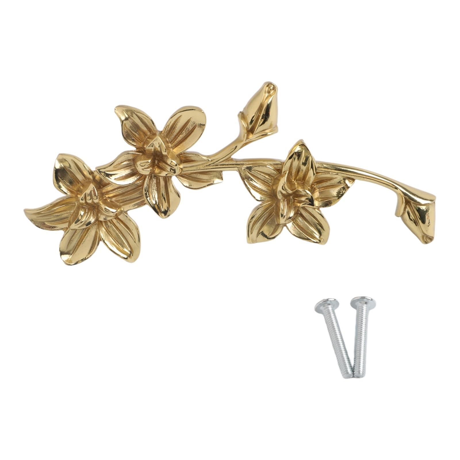 Poignée de porte en laiton double trou fleur pour réparer un meuble avec style