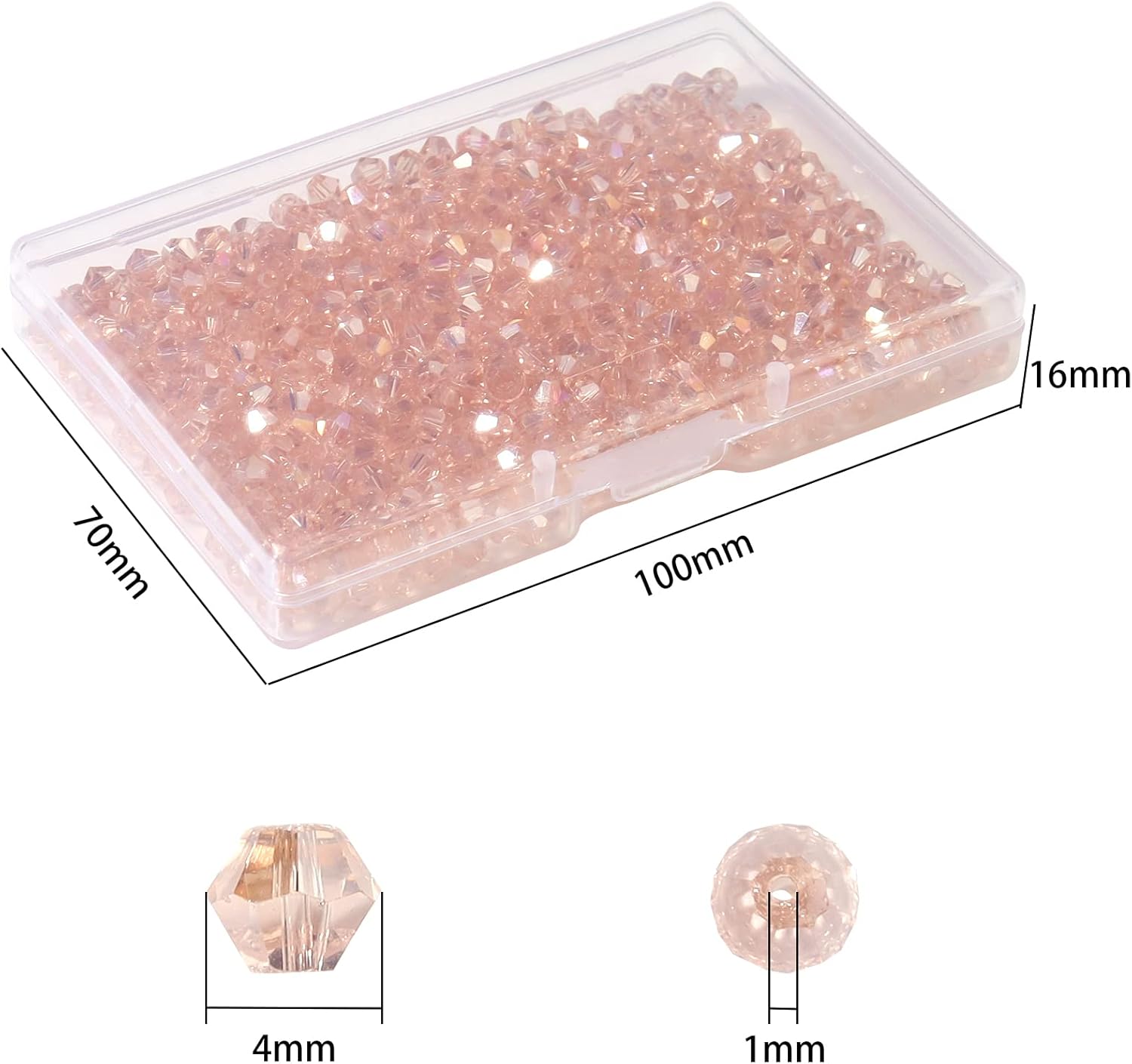 1000pcs Crystal Glass Beads 4mm Bulk Faceted Bicone Spacer Beads for DIY Jewelry Making - Image 2