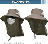 Vista 2 de LCZTN - Sombrero de protección solar de ala ancha, sombrero de pesca con solapa para cara y cuello, protección UPF 50+