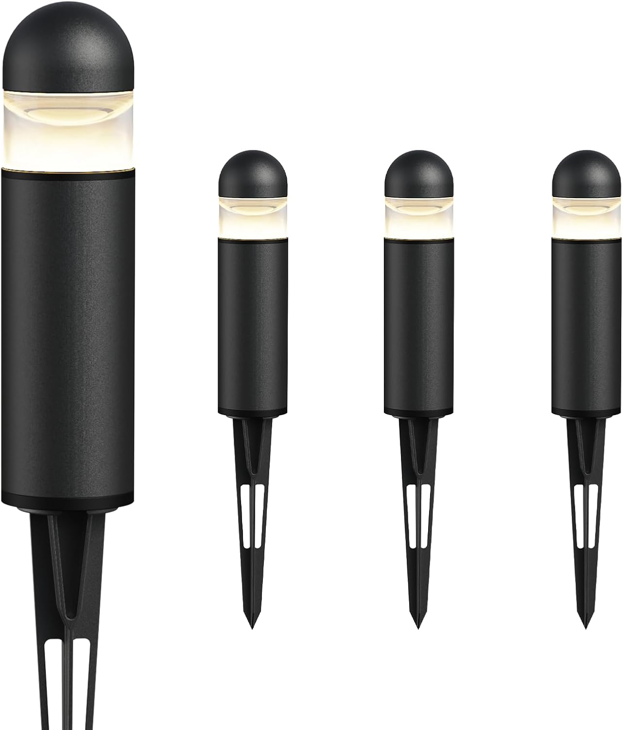 GOODSMANN Landscape Lighting 8PK Low Voltage Landscape Lighting 3W 60 Lumen LED Landscape Bollard Path Lights Outdoor 2700K Warm White Black with Cable Connectors Replaceable LED Bulbs