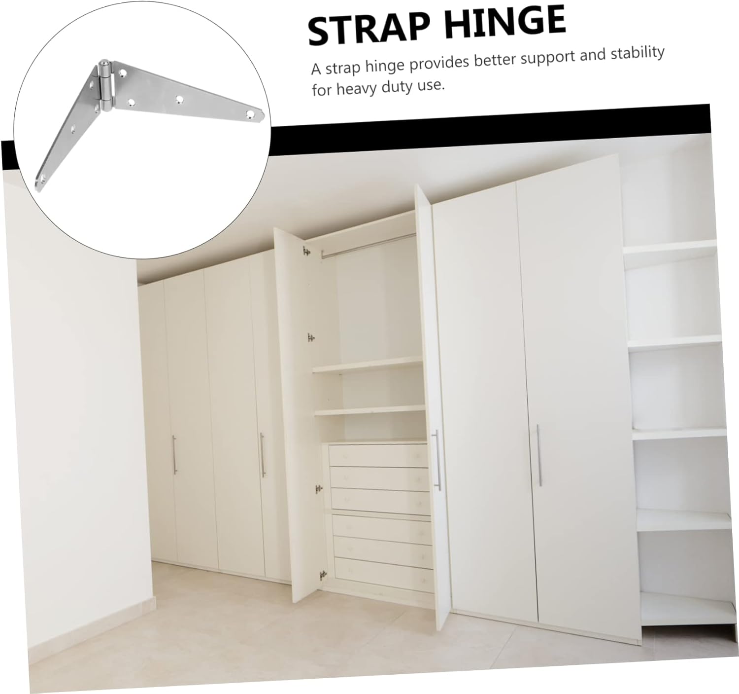 GLEAVI 2pcs Heavy Duty Strap Hinges for Gates Sheds and Barns Zinc-Plated Outdoor Hinge Cabinets Boxes and Wardrobes