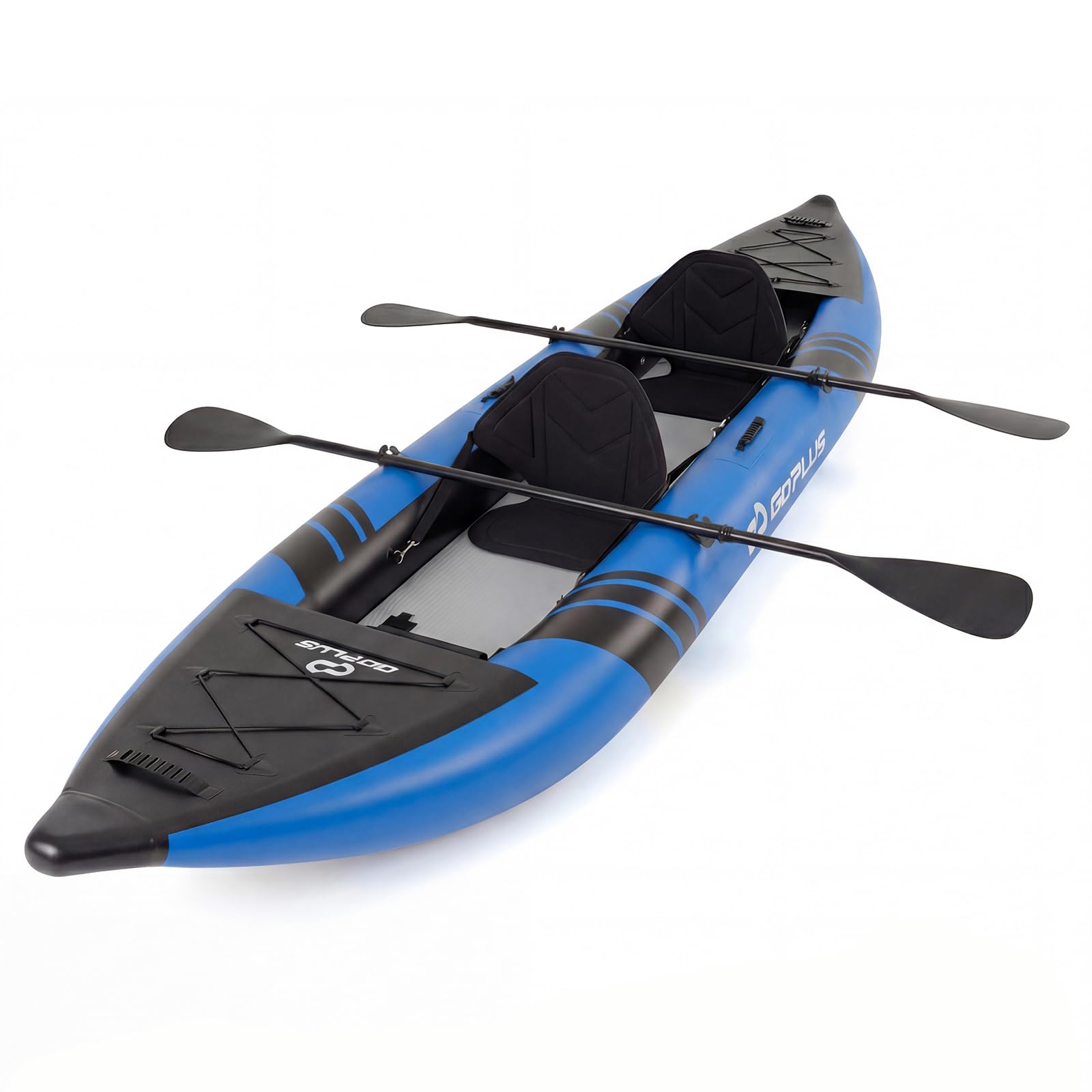 COSTWAY Kajak aufblasbar 2 Personen, aufblasbares Kanu mit Aluminiumrudern, gepolstertem Eva-Sitz, Handpumpe und Reparaturset, Schlauchboot mit Tragetasche, 230 kg Gewichtskapazität
