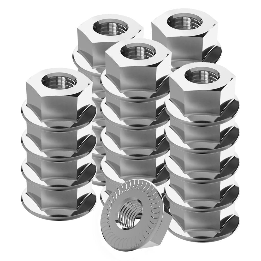 Offgridtec Dadi a flangia in acciaio inox M10 con dentatura di blocco, DIN 6923 A2 V2A, autobloccanti con filettatura interna metrica, fissaggio antiruggine per uso interno ed esterno, 25 pezzi