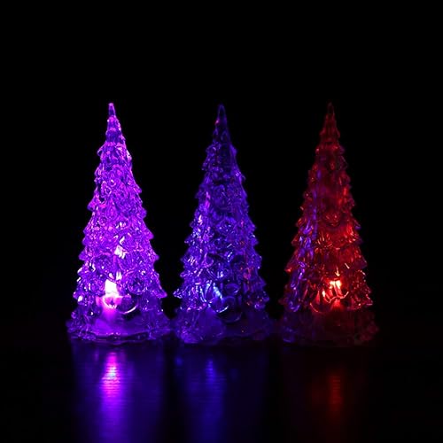 Miniatura 4 de Uonlytech 4 piezas de mini árbol de Navidad iluminado LED acrílico de Navidad cambiante árbol de Navidad de mesa para decoración de centros de mesa