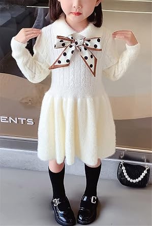 FKKFYY Solid Sweater Dresses for Girls