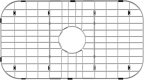 Vista 16 de Protector de rejilla de fregadero de metal para cocina, rejilla inferior de fregadero de acero inoxidable 27-9/16 x 14-9/16 pulgadas, protector