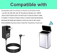 Vista 2 de Adaptador de corriente de 6 V para botes de basura con sensor automático iTouchless de 2.5 a 23 galones, compatible con basurero de acero inoxidable