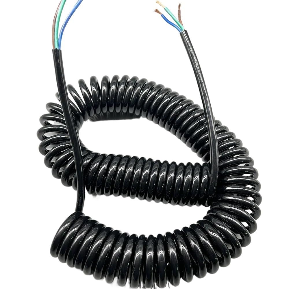 Spring Sprial 3 Core Elasticity Stretch Power Wire 14AWG 17AWG Pure Copper Spring Cable Pull Cable Spring Wire 4 Meters 7 Meters Retractable Coil (Size : Stretch 4-5 Meters, Color : 1.0mm2 17AWG)