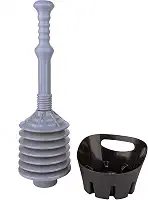 JS Jackson Supplies Desentupidor de sanita acordeão de fole cinza com bandeja de armazenamento preta