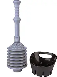 JS Jackson Supplies Desentupidor de sanita acordeão de fole cinza com bandeja de armazenamento preta