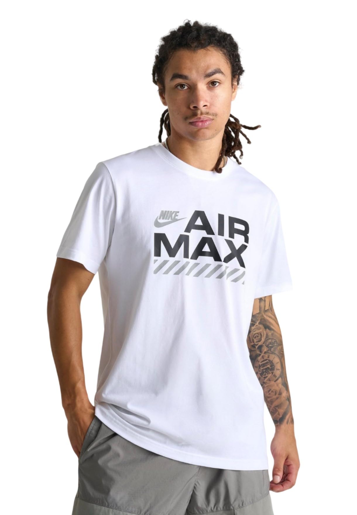 Nike Air Max Men's White T Shirts Short Sleeve Crew Neck Regular Fit Casual Graphic Tee - Size: 38