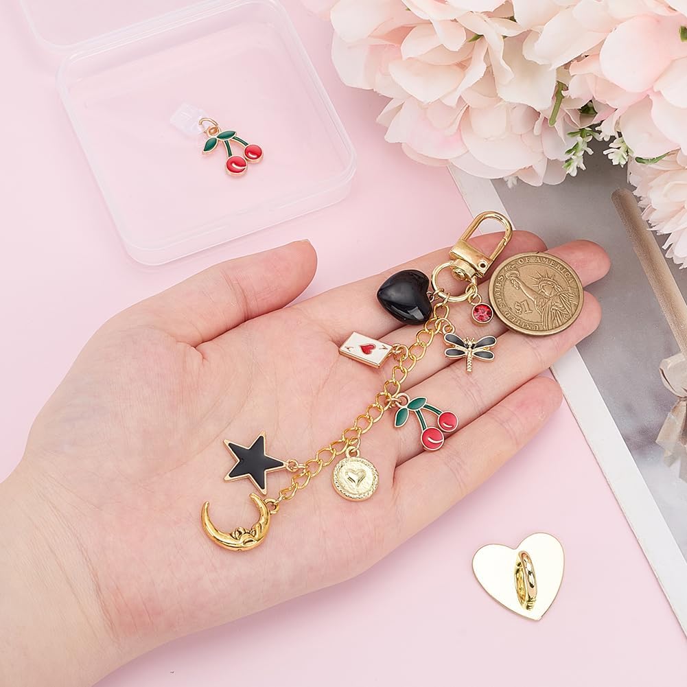 SUNNYCLUE 1 Box Charm Chain for E Reader Cute E Reader Charm Chain Heart Star Moon Poker Dust Plug Pendant Keychain Phone Charm Bracelets Accessories for Women Men Cellphone Reader Book Lovers Gifts image 3