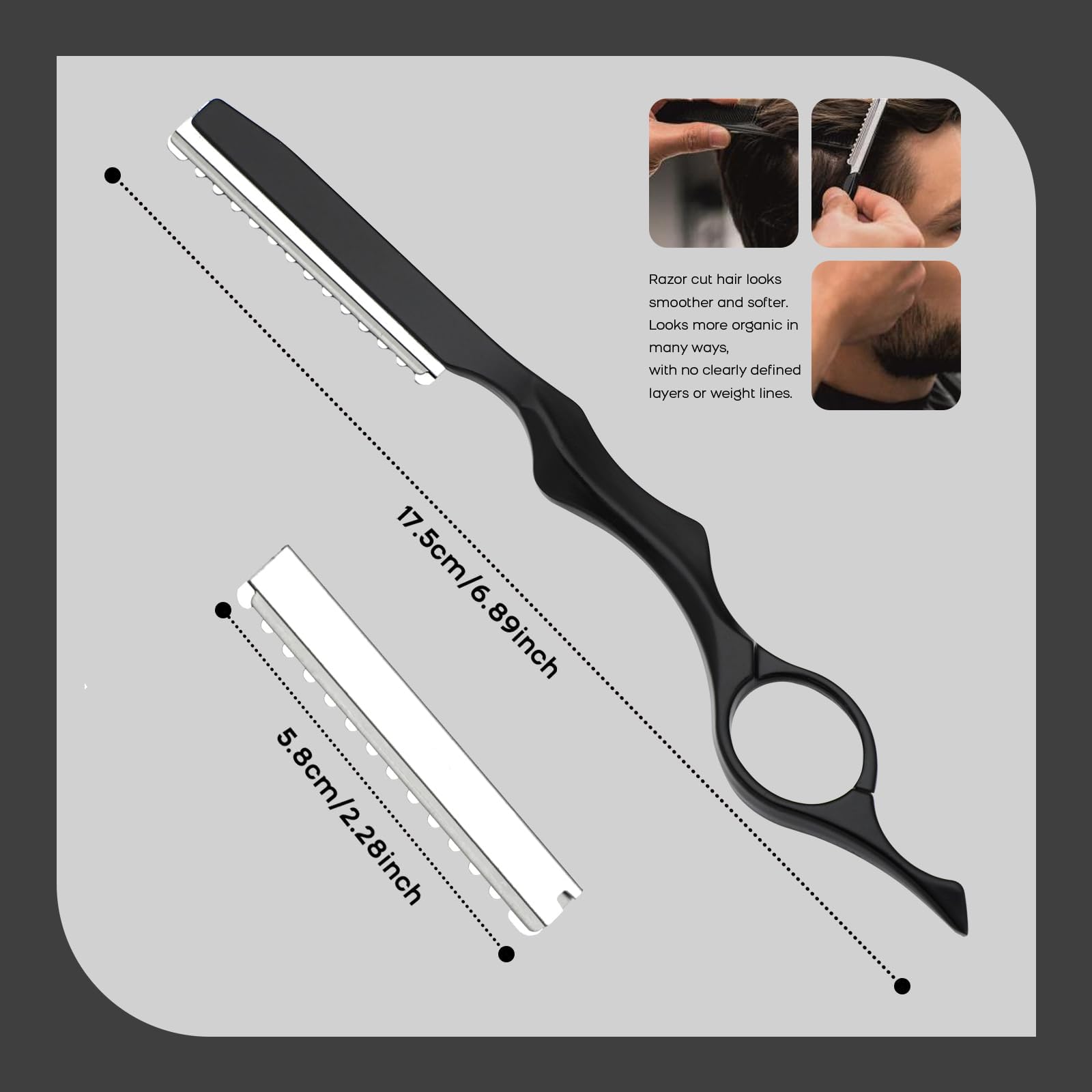Rasoio per Sfoltire, Rasoio per Capelli, Hair Styling Razor, Forbici per Capelli con 10 Lame di Ricambio, Professionali Kit Hairstyling per Salone e Uso Domestico (Nero)